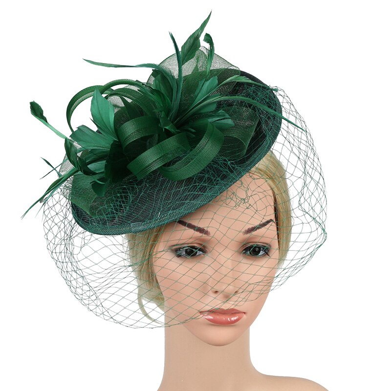 Women Bridal Hats and Fascinators Black/Gold/Yellow Net Birdcage Bride Wedding Hats Face Veils Wedding Accessories