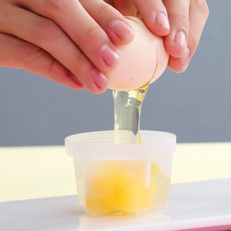 4PCS Practical Cute Egg Boiler Plastic Egg Poacher Set Kitchen Egg Cooker Tools Egg Mold Form with Lid Brush Pancake Maker