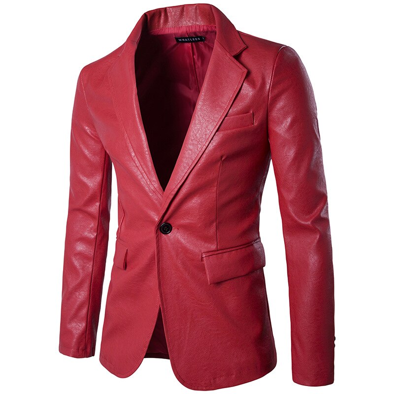 Herren Anzug Jacke Beiläufige Dünne Motorrad Faux Leder Anzug Homme verrotten PU Leder Kleid Blazer Männer Nizza Flut Hochzeit Party: BX307 rot / XXL
