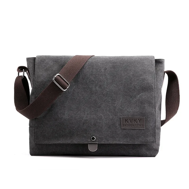 Men Canvas Crossbody Shoulder Messenger Bags Man Cross Body Bag Casual Solid Multi Function Portable Male Bag: black