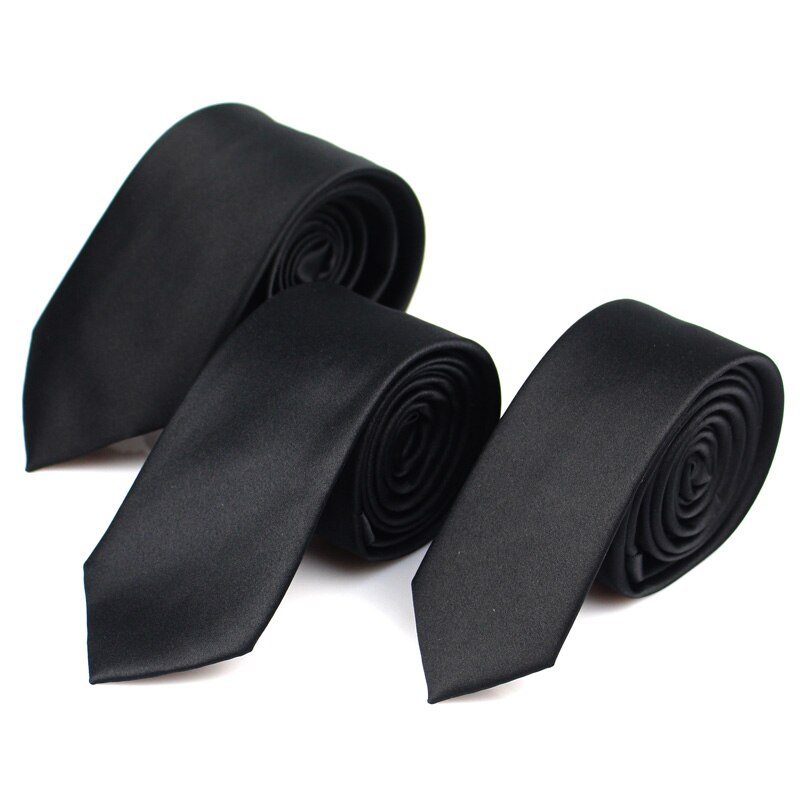 Corbatas clásicas negras para hombre, corbatas de seda para de boda, corbata de cuello de adulto, 3 tamaños, Corbata lisa informal