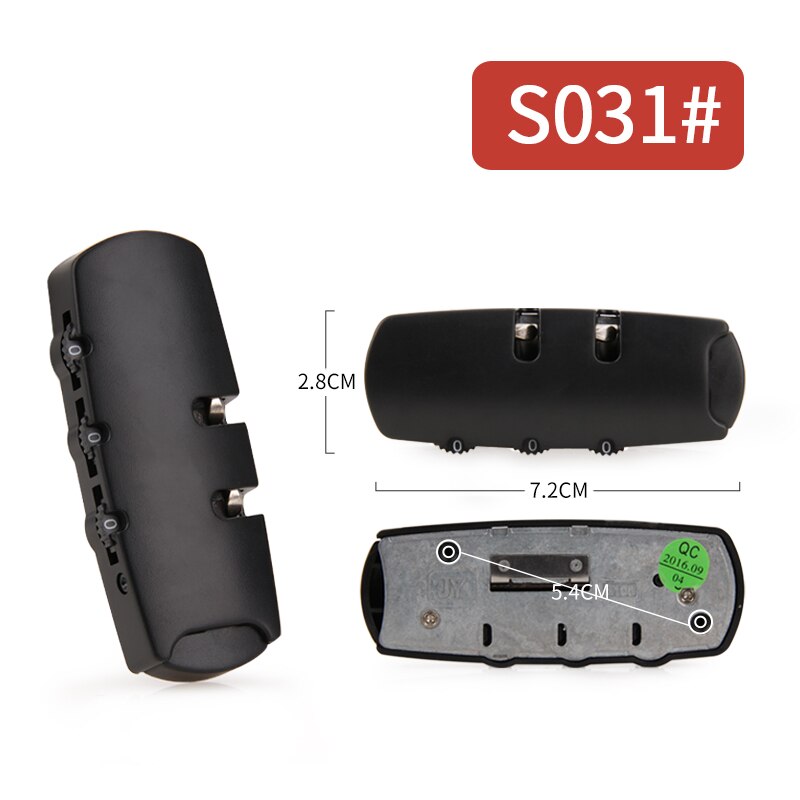 3 Digit Combination Padlock Accessories for Bags Lock Luggage Suitcase Travel Bag Code Lock Black Combination Trunk Fixed Lock: S031