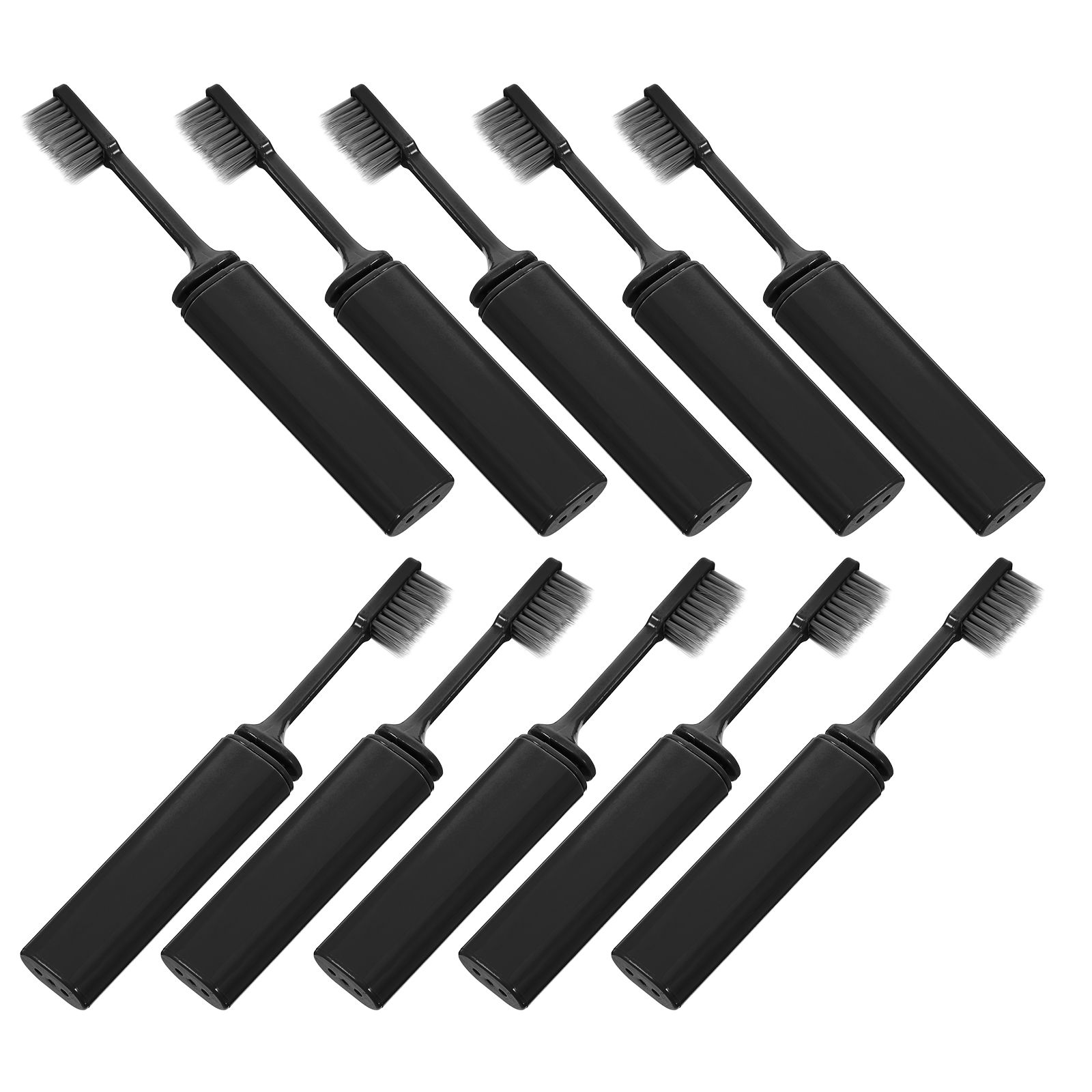 10-delige draagbare tandenborstel Zachte haren Opvouwbaar Stofdicht Reisvriendelijk Lichtgewicht grijze kleur tandenborstelset Campingzak