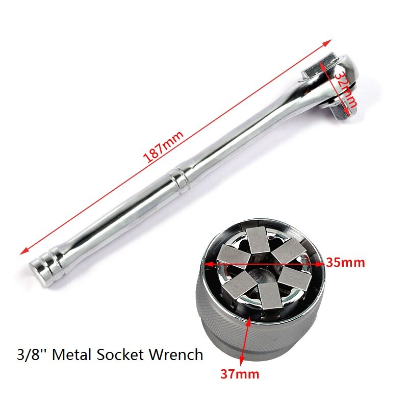 Mintiml Socket Wrench 3/8 inch Drive 10-19 mm Adjustable Hex Universal Socket Torque Ratchet Socket Adapter Wrench Head Spanner: 1 set