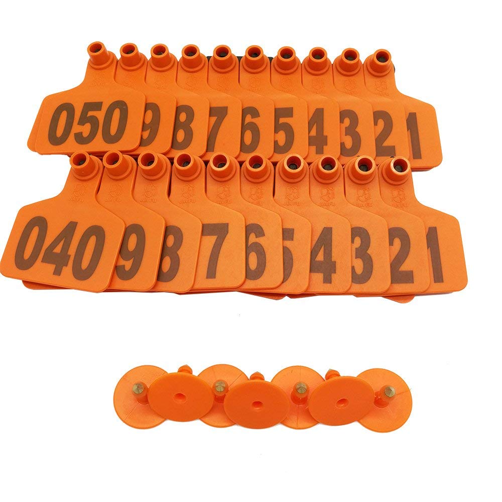 100Pc Koe Vee Tpu Oor Tag Borden Met Woord Oor Tags Typen Koperen Hoofd Oorbellen Farm Animal Identificatiekaart: orange / 301a400