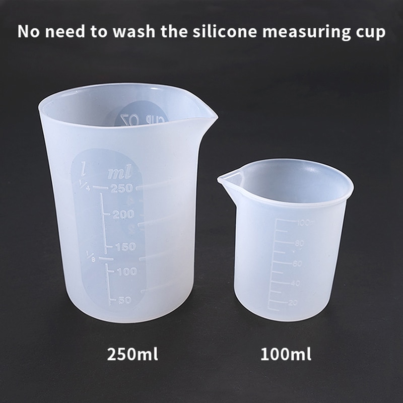 Non-stick Silicone Washable And Reusable Measure Cup 250ml DIY Jewelry Making Tool Epoxy Resin Cups Mixing Cup Stirring Stick