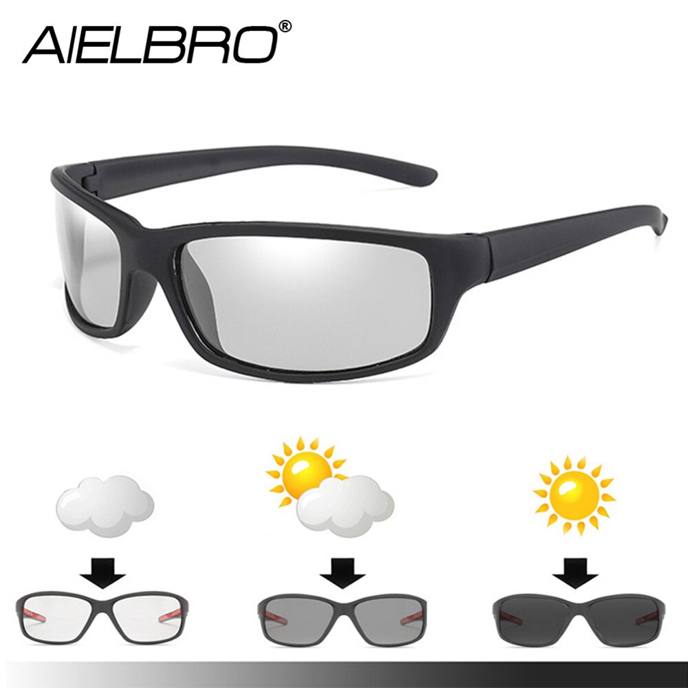 Aielbro photochromic ciclismo óculos de sol preto gafas ciclismo óculos masculinos esportes bicicleta 18g leve ciclismo