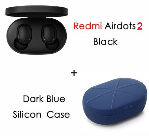 Xiaomi-auriculares Redmi Airdots 2 TWS Bluetooth 5,0, auriculares estéreo de graves con micrófono, auriculares manos libres con Control IA: add dark blue case