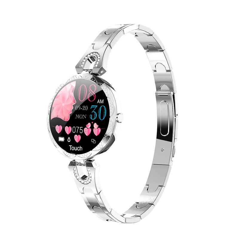 Woman Smart Watch Bracelet Girl Heart rate Blood Pressure Sleep detection Pedometer IP67 Waterproof Smartwatch: Sliver