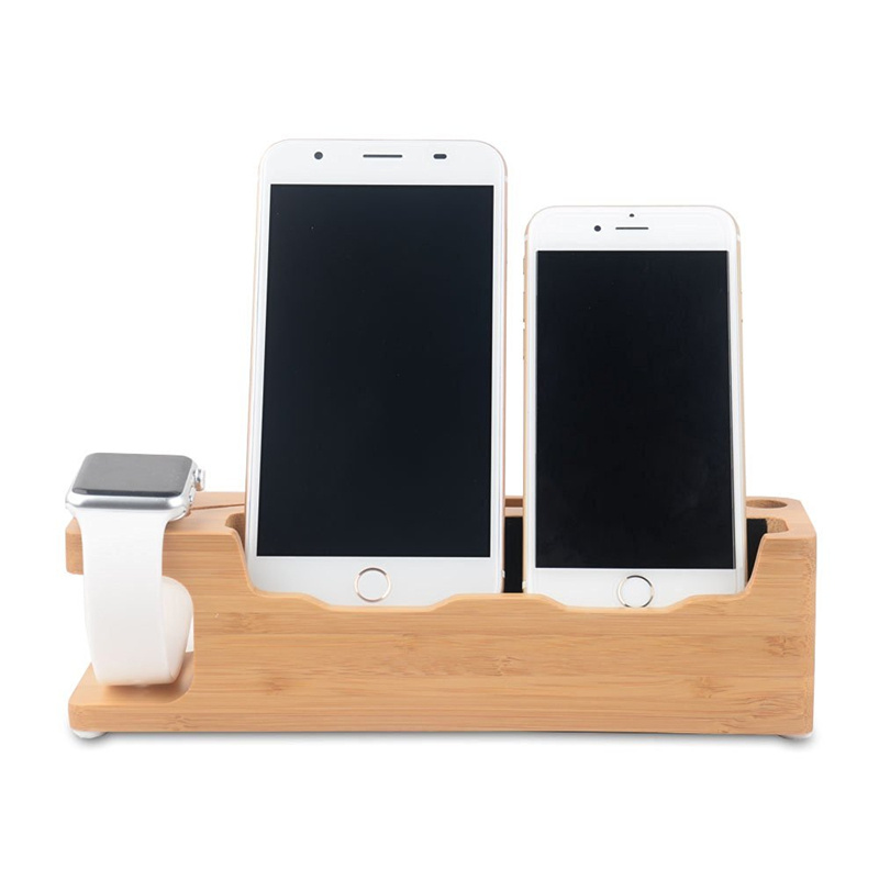 Wooden Charging Dock Station Multi-Function for Mobile Phone Holder Stand Bamboo Charger Stand Base For Apple Watch iPad iPhone