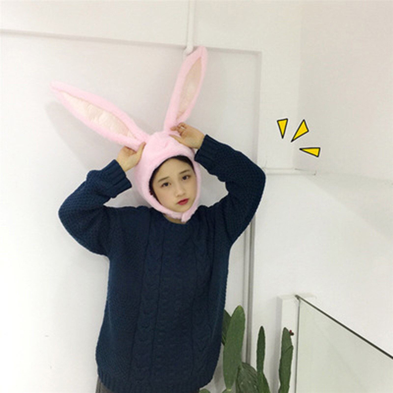 DAIGELO Women‘s Winter Bunny Ears Cartoon Hat Winter Warm Hedging Cap Plush Fun Bunny Ears Hood Lady Costume Hats Warm Soft Cozy: Pink