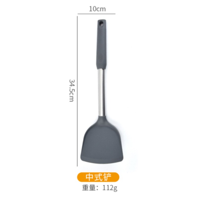 10pcs/set Stainless Silicone Kitchen Utensils Set Kitchen Cooking Spatula Non-stick Frying Spatula Pot Colander Soup Spoon: 01