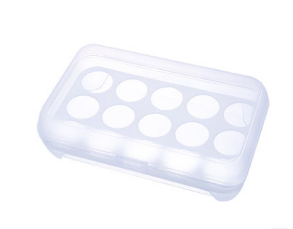 Æg mad opbevaringsæske kasseholder køleskab snap containerholds 15 æg: Hvid