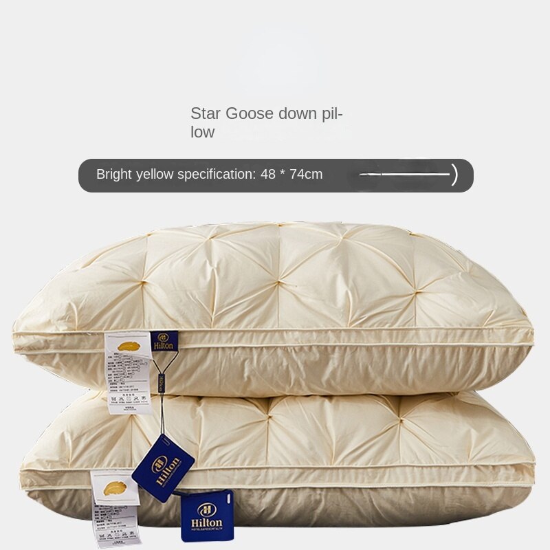 Down Pillow 100% White Goose Feather Pillow Core Five-star Hotel Cotton Single Cervical Vertebra Support Sleep Pillow