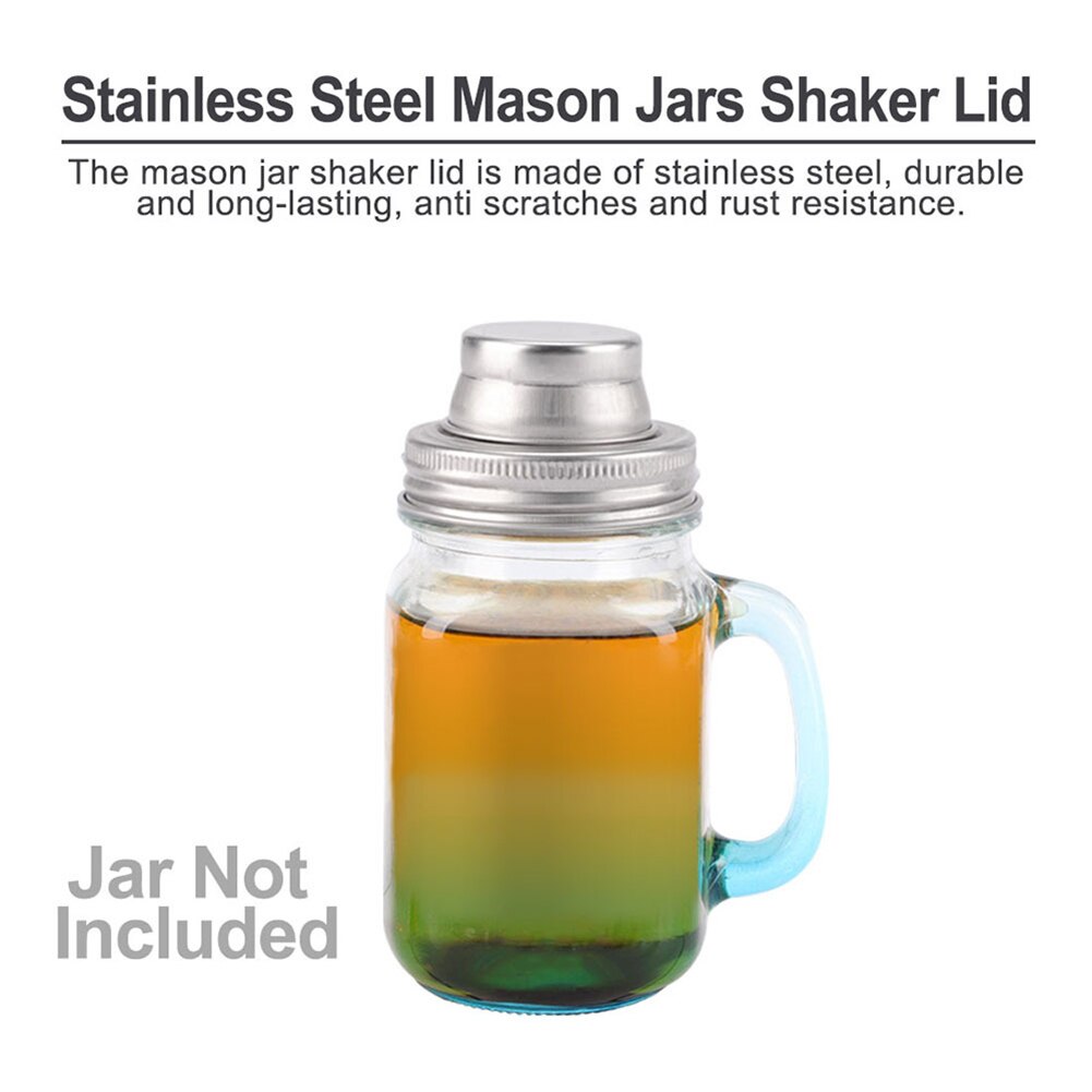 4 pcs Mason Jar Shaker Lids Covers Regular Stainless steel Mason Jar With Shaker Kitchen Cocktail Jar Food Jars Covers