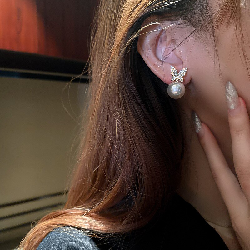 Imitatie Parel Oorbellen voor Vrouwen Strass Vlinder Holle Hart Kwastje Oorbellen Bruid Meisje Party Engagement Sieraden Cadeau