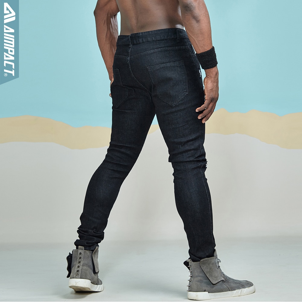 Aimpact Men's Jeans Slim Fit Ripped Jeans Hi-Street Distressed Denim Joggers Knee Holes Washed Destroyed Skinny Jeans AM5034