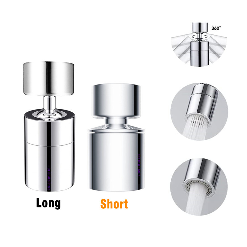 Doppelter Funktions-Anti-Spritzschutz-Bubbler, Küchenarmatur-Belüfter, 360-Grad-Schwenk-Wasserhahn-Diffusor, Badezimmer-Wasserfilter-Düsenmischer