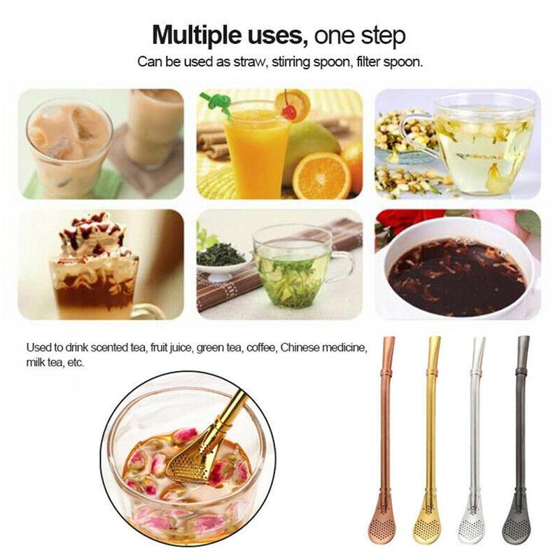 Stainless Steel Drinking Straw Filter Yerba Bombilla Reusable Ball Spoon Tools Mate Practiacl Tea Tea Gourd Washab N0J0
