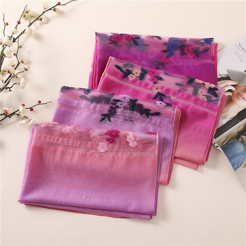 Lyxiga märken kvinnor halsduk sommar tunna mjuka siden halsdukar för dam sjalar och wraps pashmina långa strandstolar hijabs bandana