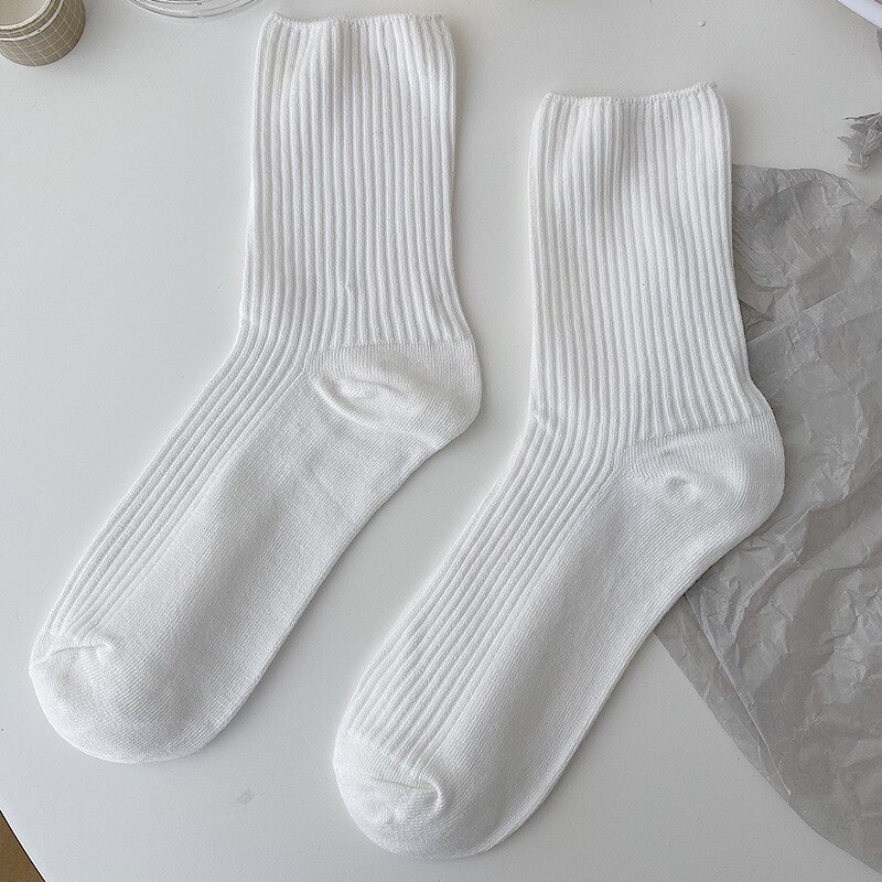 Lolita – chaussettes blanches en dentelle pour femmes, en coton, avec nœud en cœur, style JK: Stripe