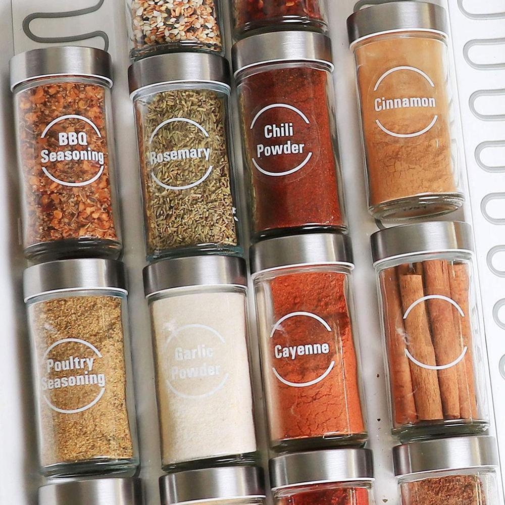 Etiquetas adhesivas para tarros de cocina, contenedor de alimentos, caja de artículos diversos, almacenamiento transparente, 8 hojas, 144 unidades