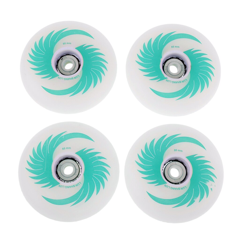 4 pièces planche à roulettes clignotant rouleau PU magnétique éclairer les roues de patins pour patins à roues alignées: 80mm Green