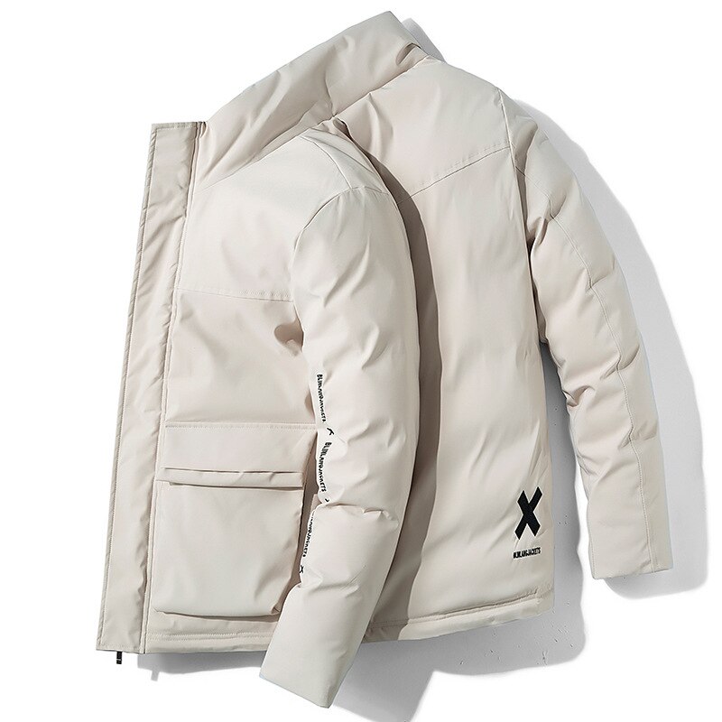 6xl män vinter avslappnad tjock bomull vattentäta fickor parkas jacka män ytterkläder vindtät varm parkarock män