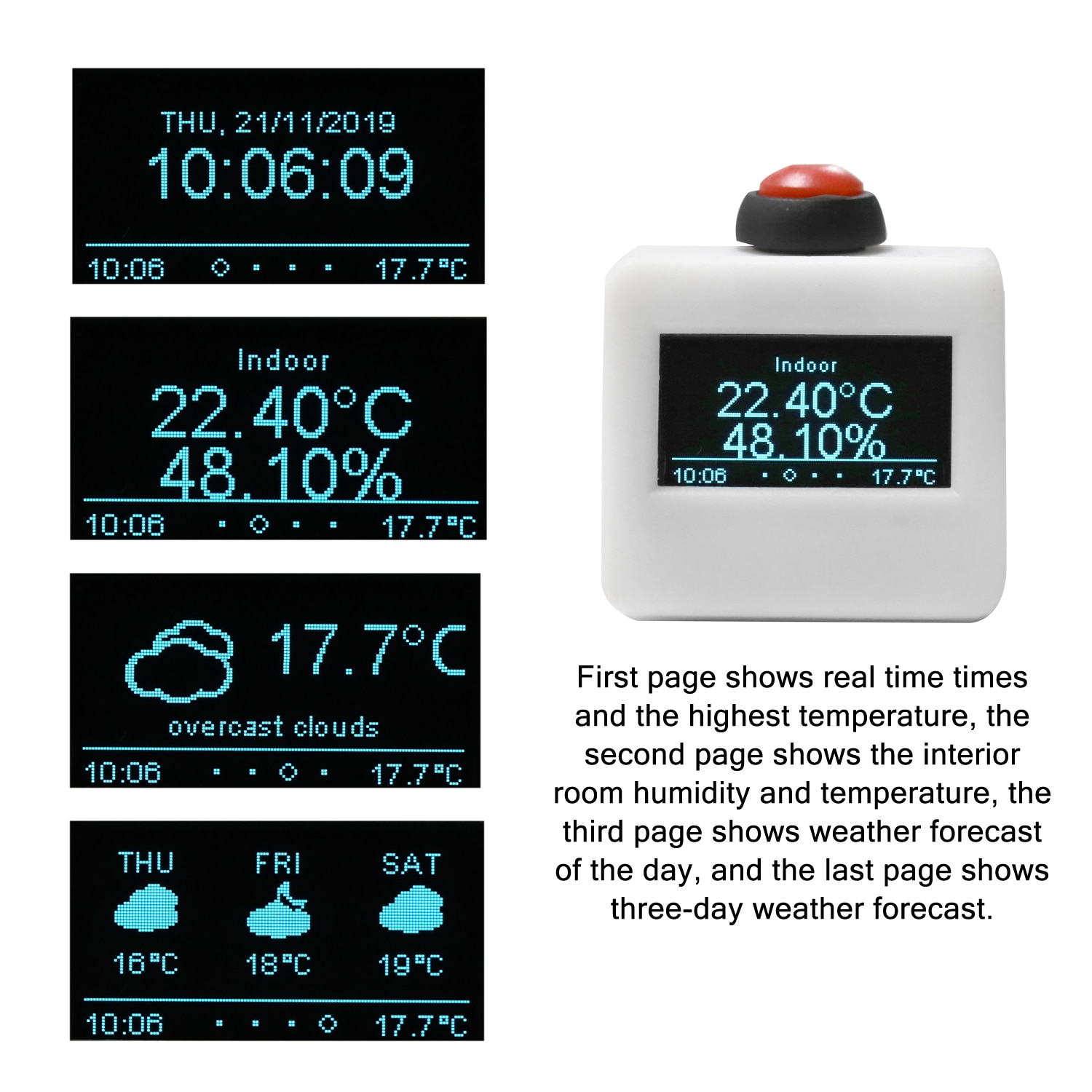 Reloj meteorológico LCD portátil para el hogar, con función de calibración de tiempo automática, Wifi, tamaño Mini