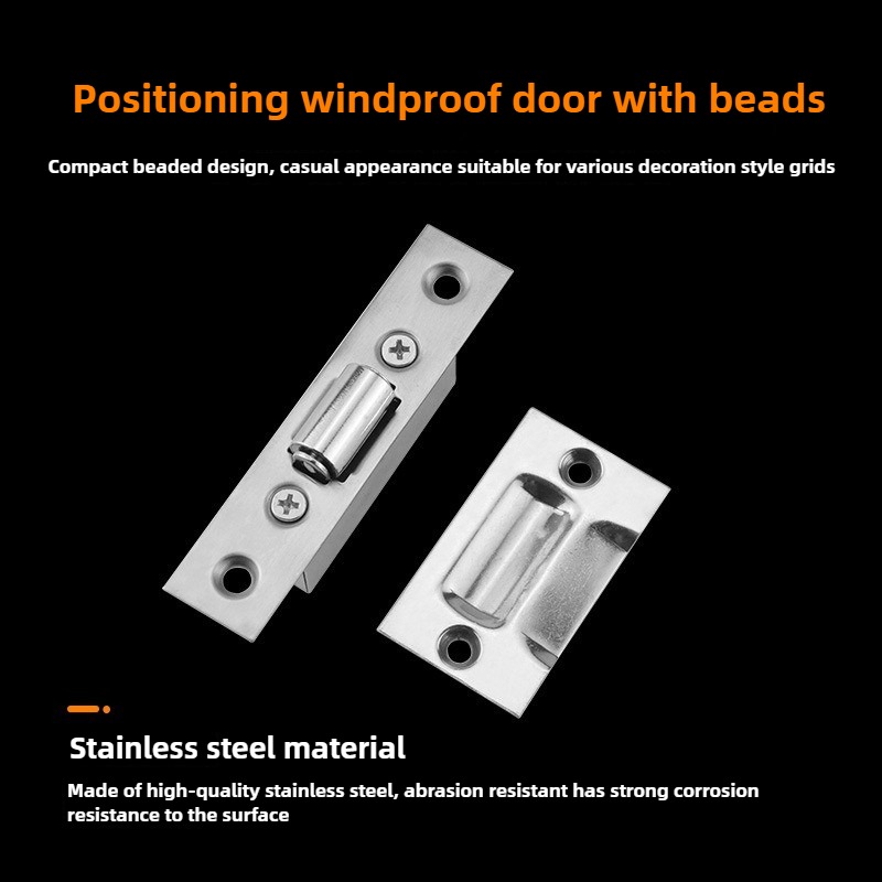 1Set Stainless steel Closet Door Ball Catch with Screw Cabinet Gate Spring Roller Ball Door Latch Set Door Stopper Furniture