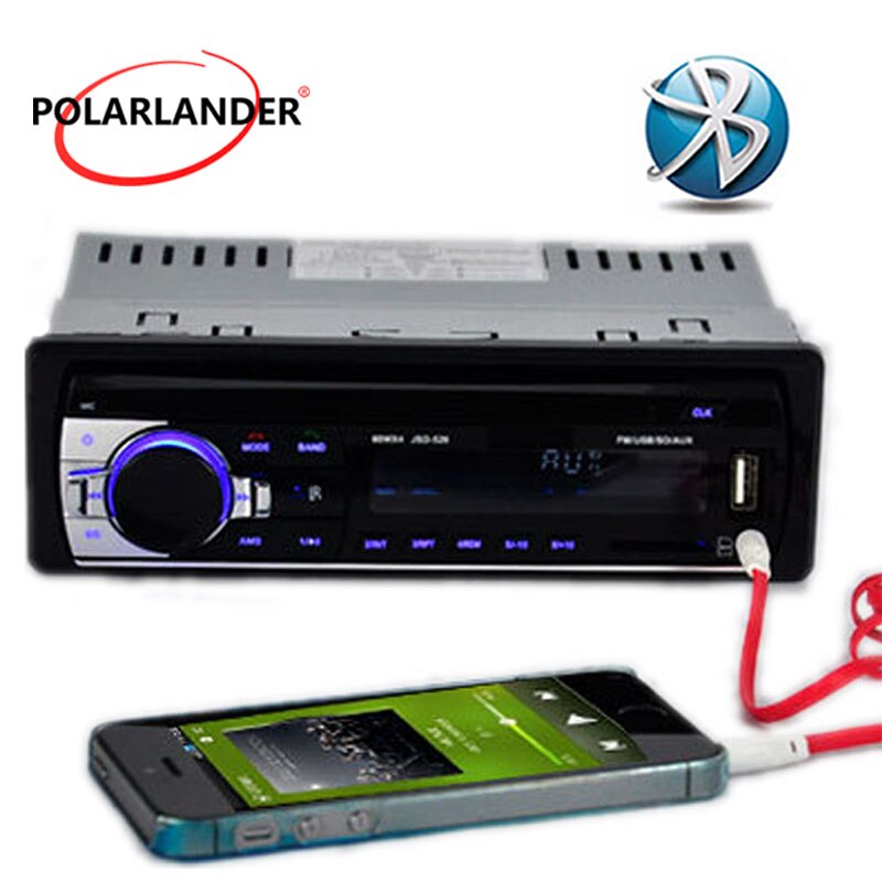 Polarlander – autoradio FM, USB, SD, AUX, bluetooth, mains libres, lecteur mp3, stéréo, 1 din, avec télécommande, , 12V