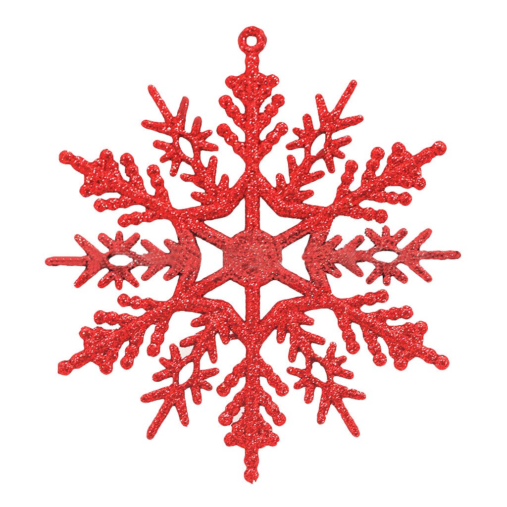 10Pcs Glitter Snowflake Christmas Ornaments Xmas Tree Hanging Decoration 10cm Christmas Decoration boże narodzenie: Red