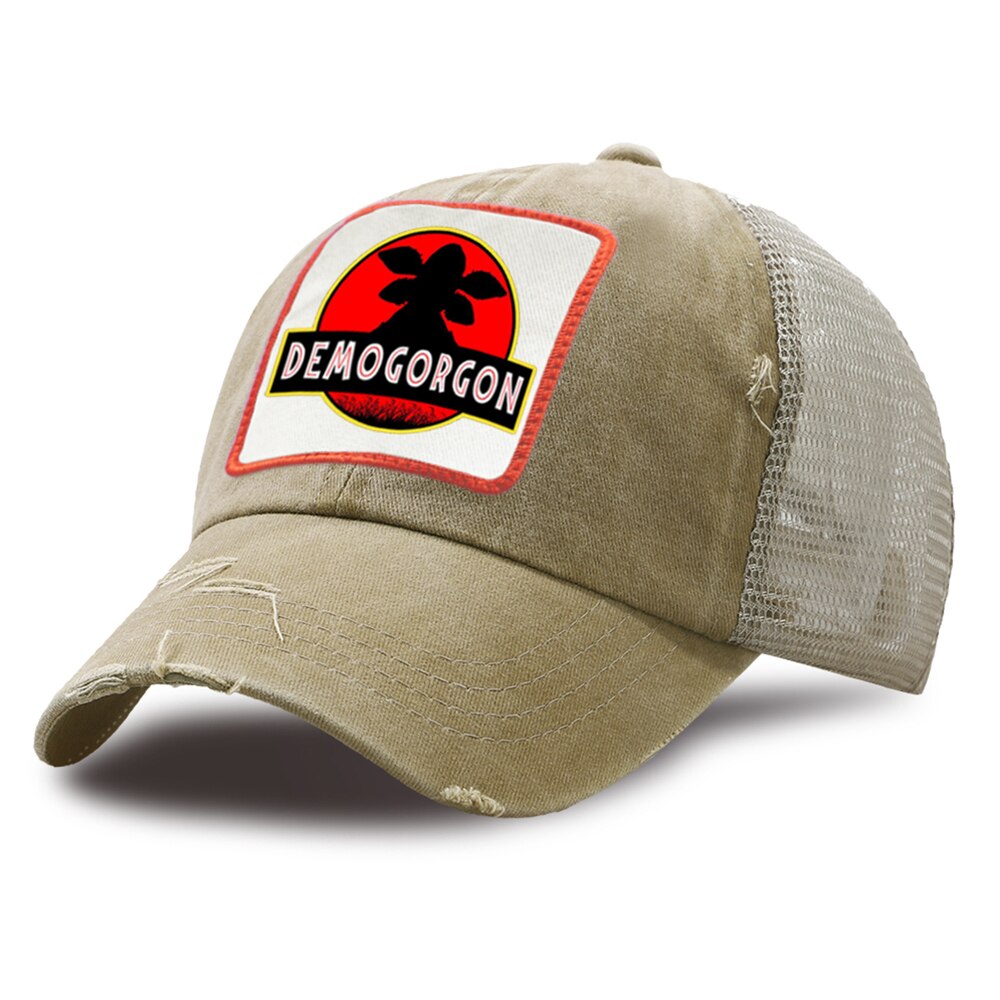 Stranger Things Demogorgon Snapback Hat Unisex Mesh Baseball Caps Summer Casual Riding Hats Hip Hop Outdoor Vintage Fray Cap: khaki6