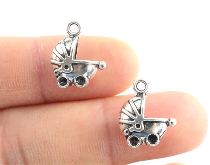 17x14mm 10 pçs antigo prata chapeado carrinho de bebê encantos artesanais pingente: diy para pulseira necklace-Q4-39