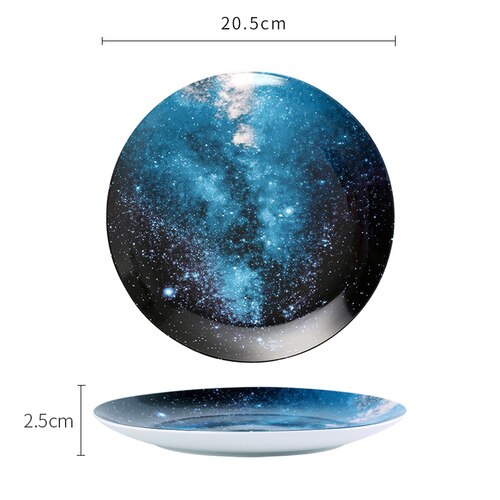 Star universe plate set ceramic tableware dessert steak bread dinner plate set dishes kitchen decoration 8 inch WF: E
