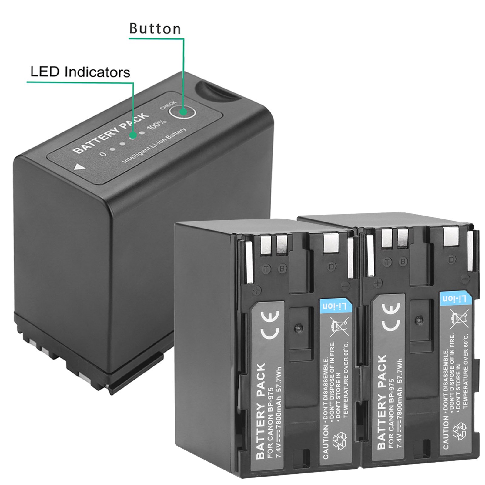 7800mAh BP-975 BP975 Batterie pour Canon EOS C100 C300 C500 XLH1 XHG1 XHA1 XL2 XM2 ES420V ES75 ES8200V Vistura XF205 XF300