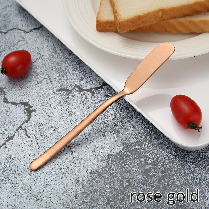 Ostehøvl dessertspatel morgenmadsværktøj syltetøjsspredere multifunktions rustfrit stål 1 stk western bestik smør kniv: Rose guld