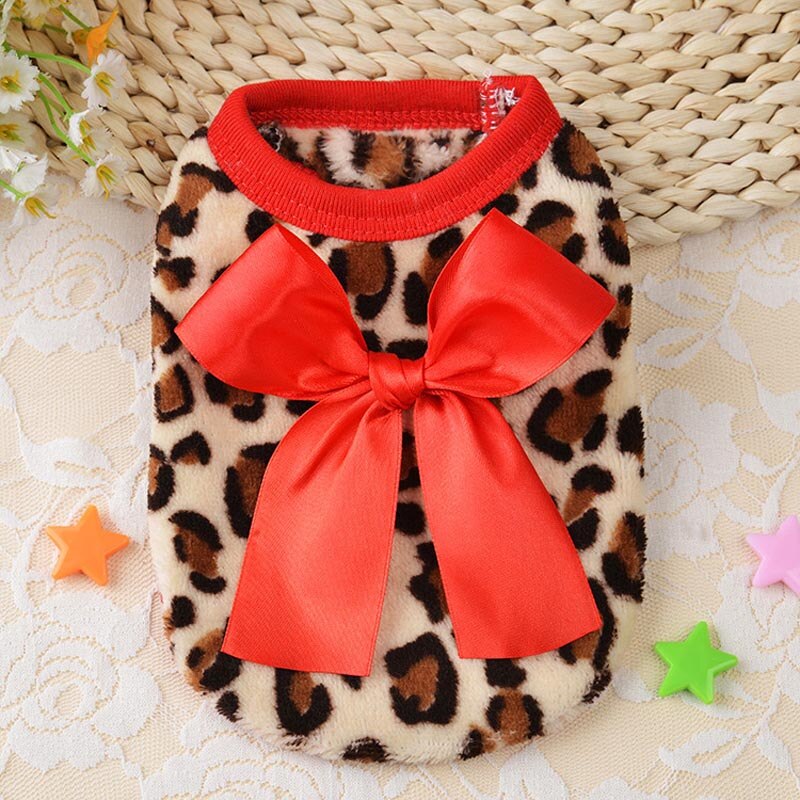 Xxxs/Xxs/Xs/S Winter Warm Pet Kleding Voor Kleine Honden Zacht Koraal Vest Puppy Jas Luipaard chihuahua Kostuum Hond Accessoires: red leopard / Size 4XXXS