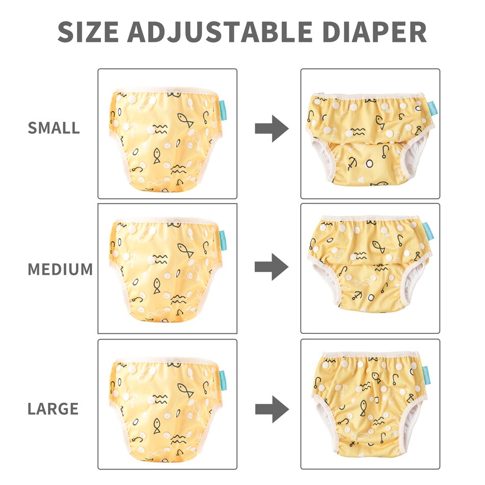 Happy Flute – couche-culotte ajustable en tissu réutilisable pour bébé, 2 pièces, housse lavable, pour l'été, pantalon de piscine