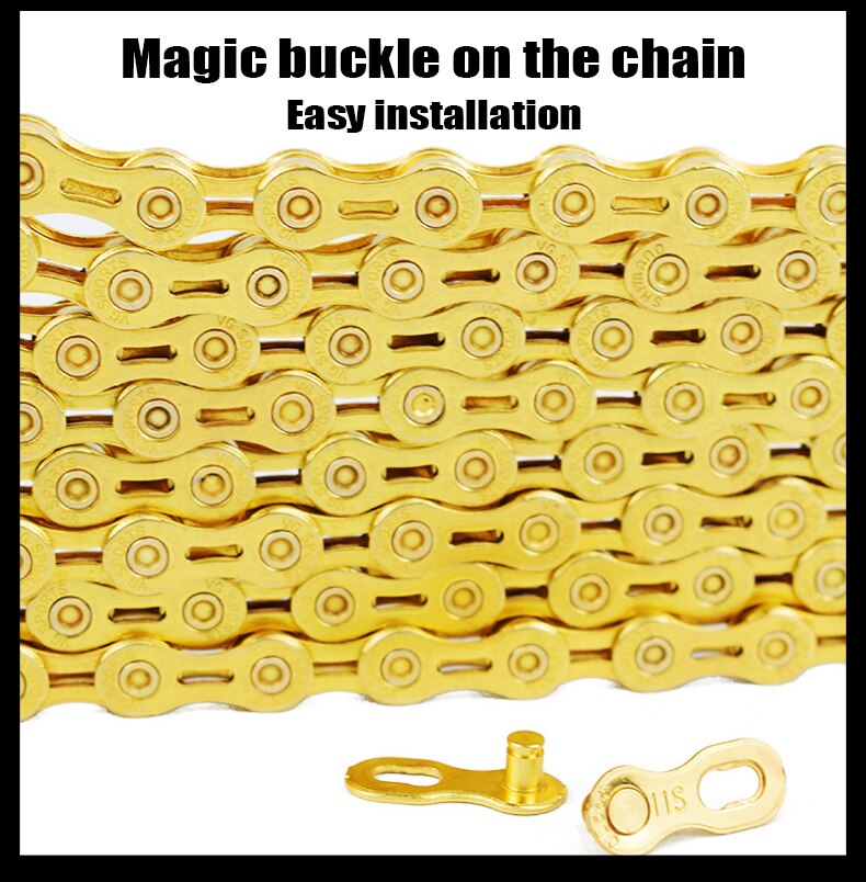 Bicycle Chains 8 9 10 11 Speed Velocidade Titanium Plated Ti Gold Silver Mountain Road Bike MTB Chain Part Cycling 116L