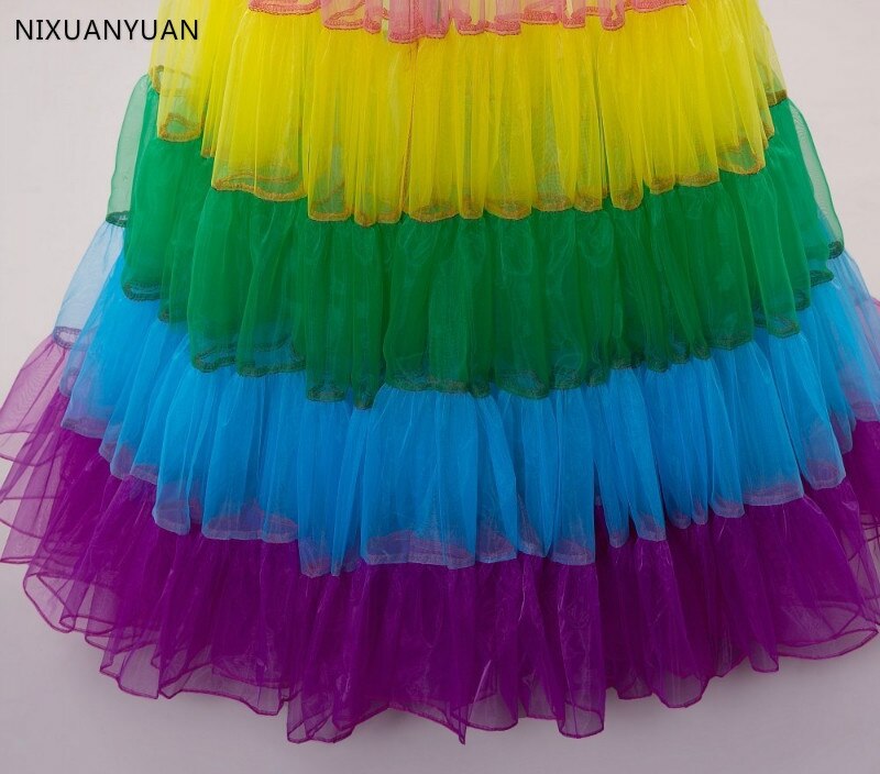 Long Multicolor Petticoat Crinoline Underskirt Hoop Slip Wedding Dress Ball Gown