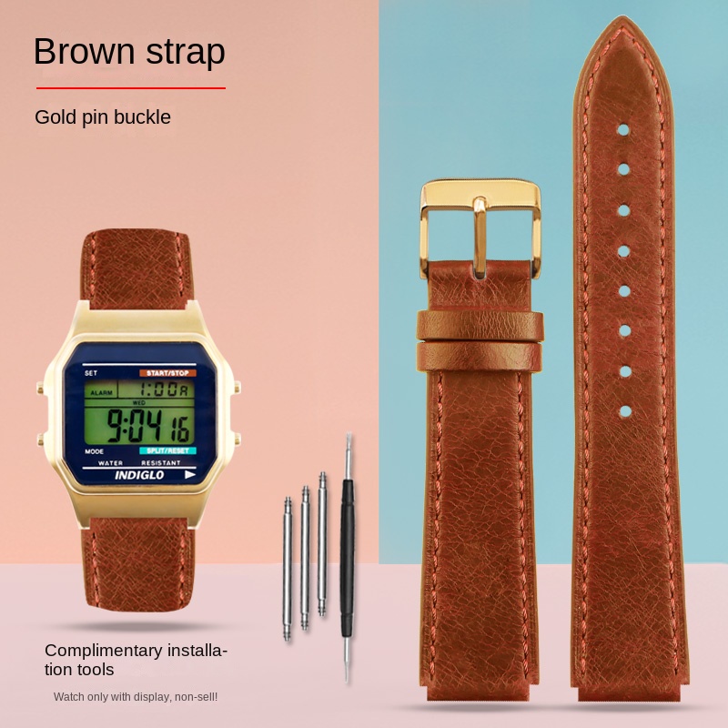 Para Casio pequeño cuadrado AE-1200WH AE1300 AQ-S810W A158 169 W-215/W-S200H SGW-300H correa de cuero pulsera Vintage 18mm TIMEX T80: Red black