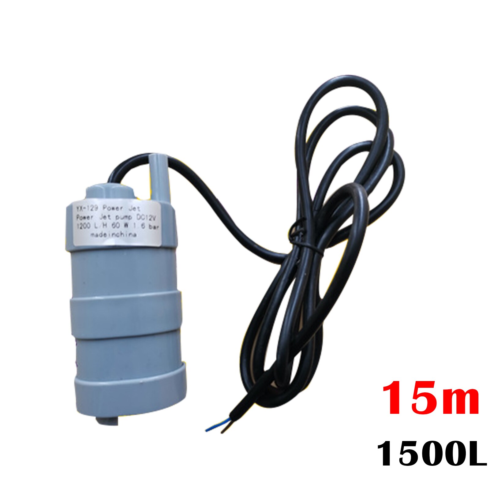 24V DC Submersible Flow Pumps 15 meters 10L/M Straight Micro Water Equipment for Engineering QP2: 15m bare wire 1500l