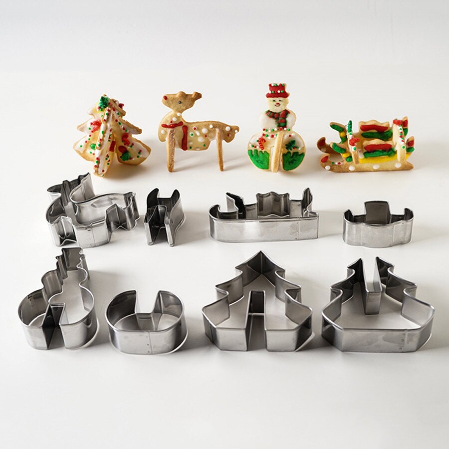 8 stuks Cookie Cutter 3D Kerst Cookie Cutter Set Cake Biscuit Gereedschap