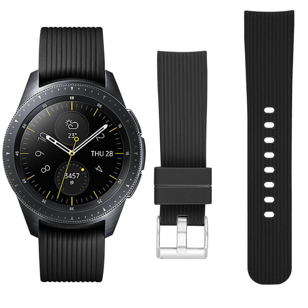 Bracelet en Silicone pour montre, Samsung Galaxy Watch, 42mm Active 2, 44mm, 40mm, en caoutchouc, rechange, Bracelet à boucle dorée: Black / Active 2 44mm 40mm / L longer
