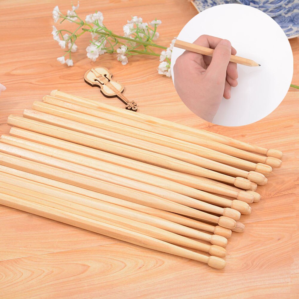 10 pairs Drumsticks Pencil Suck UK Wood Log Manufacturing Baqueta HB Writing Safe Non-toxic Pencil Drumsticks for Drummer