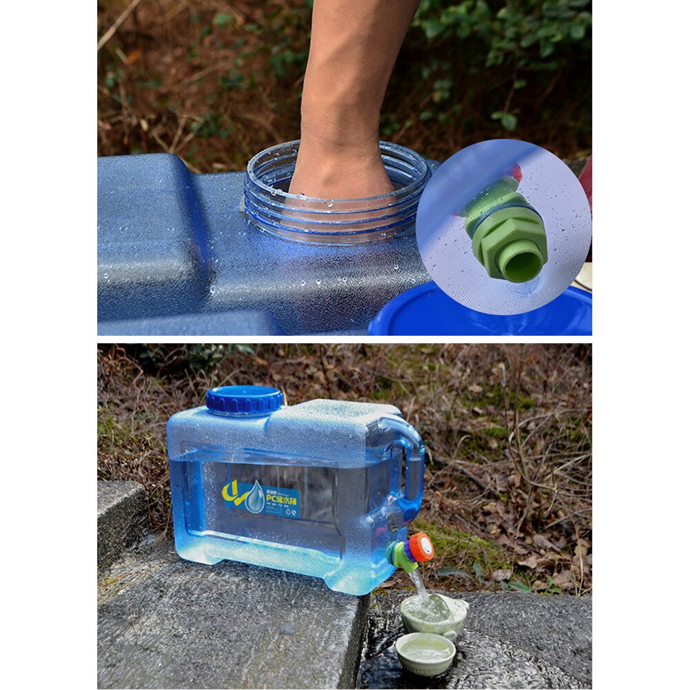 Cubo de agua para acampar, cubo de agua para beber con tapa y espita, jarra de agua cuadrada de 12 L para acampar, hacer senderismo, gira con auto-conducción