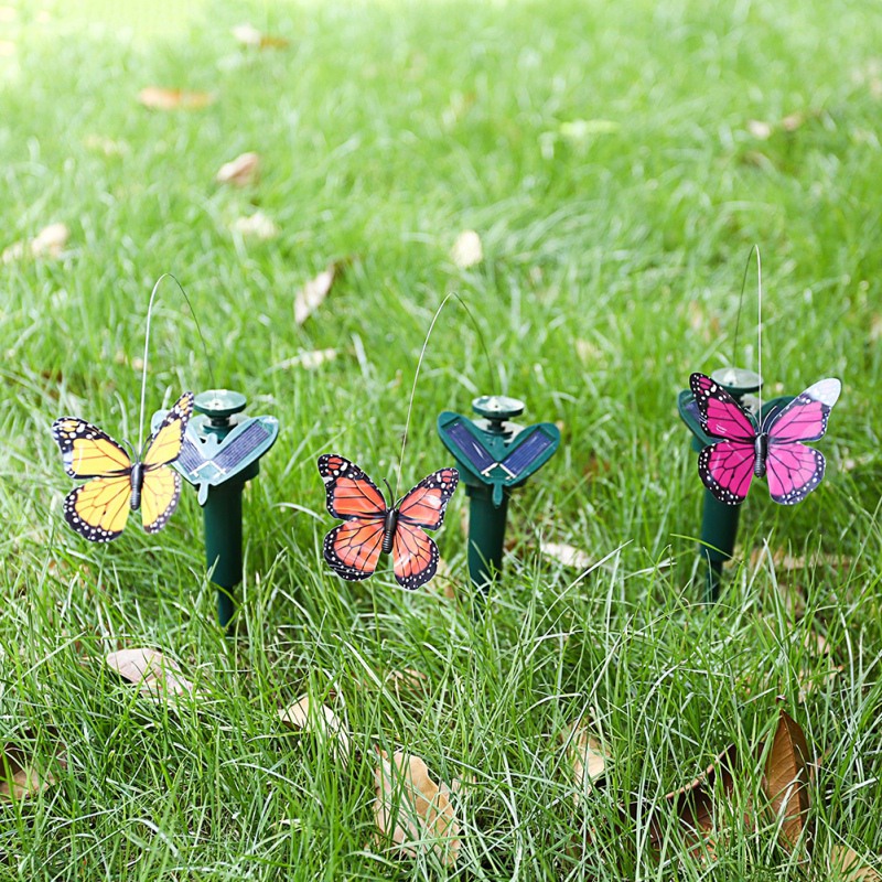 Solar dyr dekoration sød sommerfugl kolibri dekoration elektrisk fjer fugl havedekoration jardineria decoracion: Sommerfugl