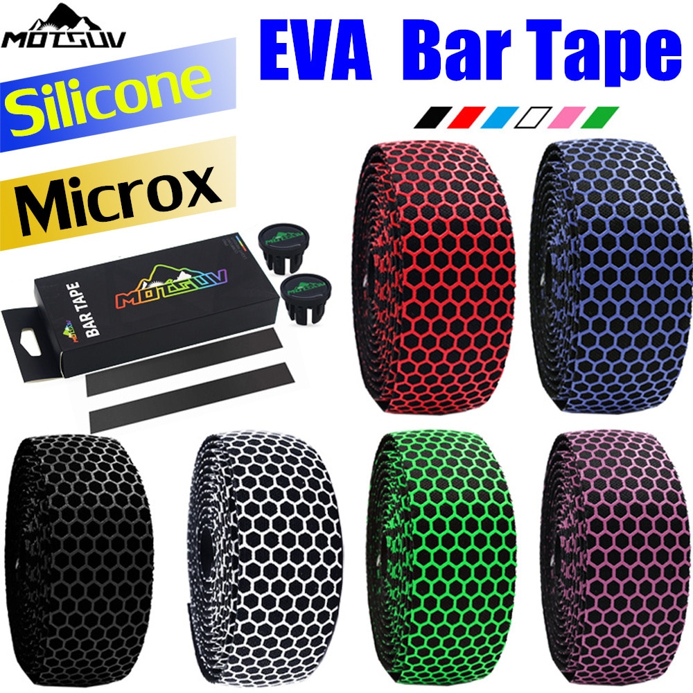 MOTSUV Bicycle Handlebar Tape Road Bike Silica Gel Tape EVA Soft Breathable Bike Bar Tape Fixed Gear Belt Bicycle Accessories
