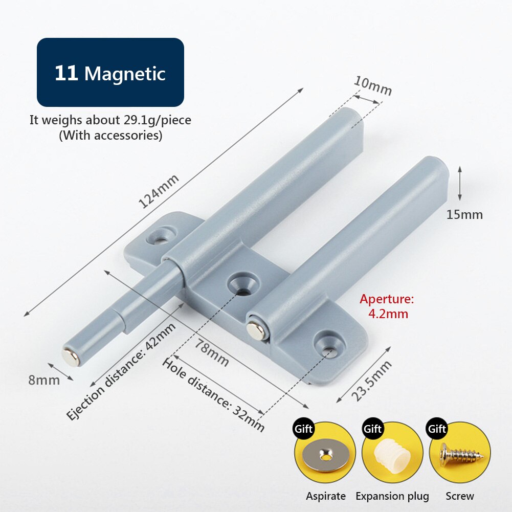 Magnetic Cabinet Catches Cabinet Latch Push to Open Cupboard Drawer Door Touch Stop Damper Buffer Pull Push Invisible: 11